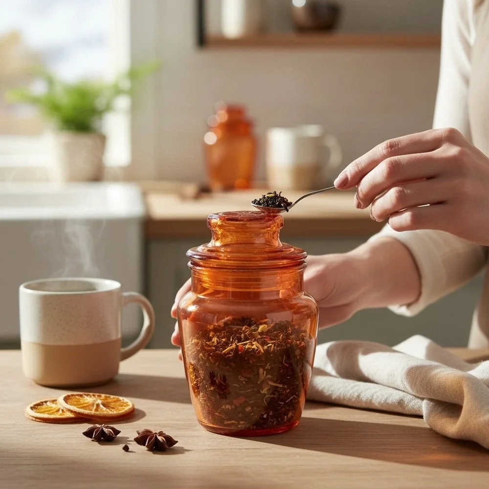 Fabulous Finds Glass Jar Unisex Small Orange Brand New Apothecary Decorative Lid